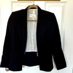 Sandro Black Blazer with Zipper Detail